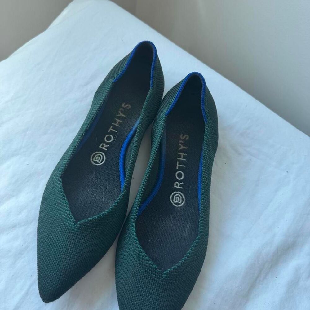 Rothy’s The Point Forest Green Knit Ballet Flats Size 8